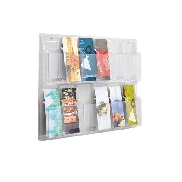 Gould Plastics Inc Wall Pamphlet Display 12 Pockets Clear Plastic 30 in 1/Package - 146161