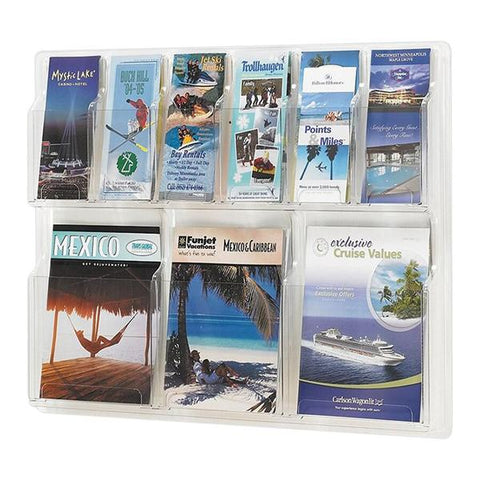Gould Plastics Inc Wall Literature Display 3 Magazine Pockets / 6 Pamphlet Pockets Clear Plastic 30 in 1/Package - 146181