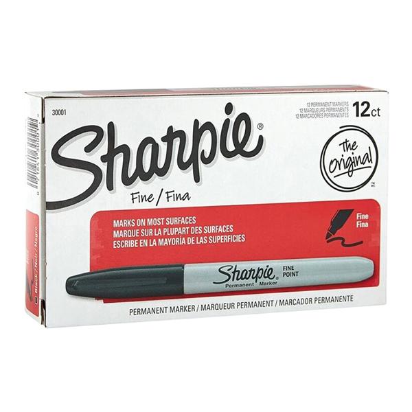 Sanford Ink Corporation Sharpie Permanent Fine-Point Markers Black 12/Pack 12/Package - 203349
