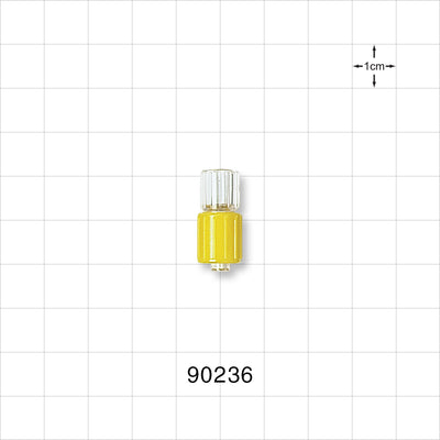 Male Luer w/Yellow Spin Lock, Tubing Port, Clear - 0.252 inch - 0.24 inch ID (6.40 mm - 6.1 mm) - 90236