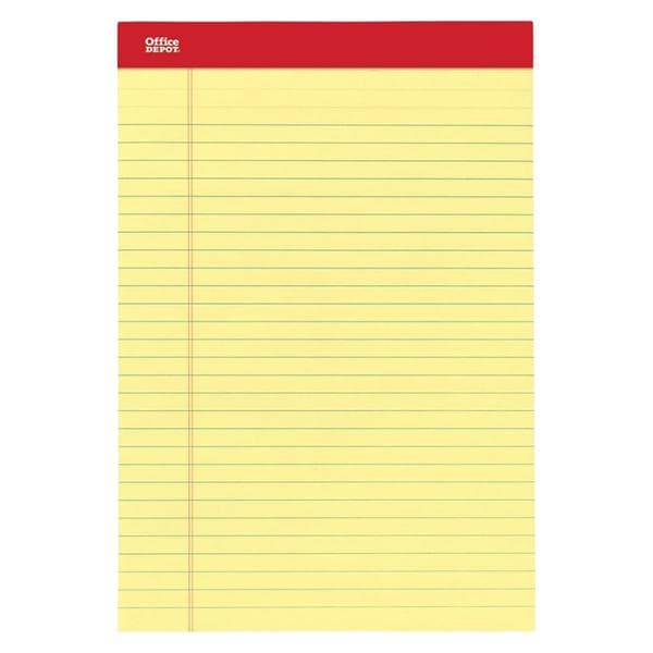 Office Depot Business Services Perforated Writing Pad 8.5 in x 11.75 in Canary 12/Package - 305706