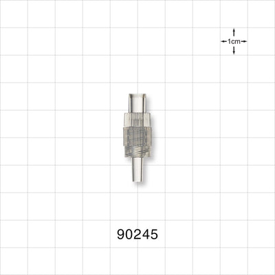 Male Luer w/Spin Lock, tubing Port, Clear - 0.157 inch - 0.15 inch ID/0.25 inch - 0.254 inch OD (3.99 mm - 3.81 mm/6.35 mm - 6.45 mm) - 90245