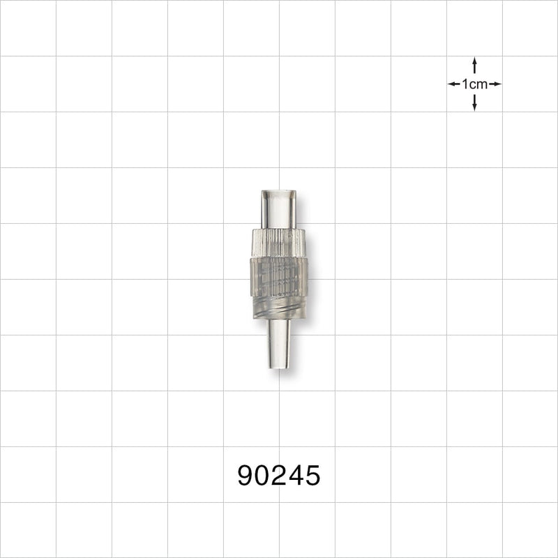 Male Luer w/Spin Lock, tubing Port, Clear - 0.157 inch - 0.15 inch ID/0.25 inch - 0.254 inch OD (3.99 mm - 3.81 mm/6.35 mm - 6.45 mm) - 90245
