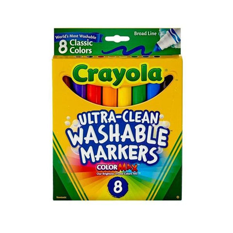 Binney and Smith Crayola Washable Color Markers Broad Tip Asst Classic 8/Box 8/st - 502336