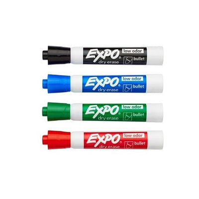 Sanford Ink Corporation EXPO Low-Odor Dry-Erase Markers Bullet Pt Assorted Colors 4/Pack 4/Package - 927756