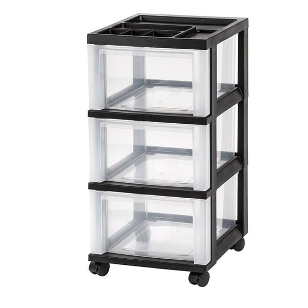 Office Depot Business Services Plastic Storage Cart 3 Drawers Black/Clear Each - 551312