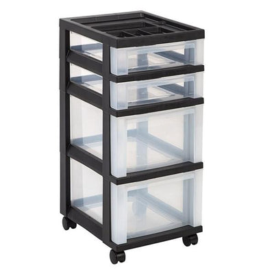 Office Depot Business Services Plastic Storage Cart 4 Drawers Black Each - 550984