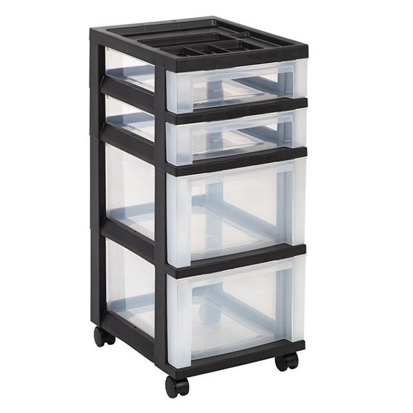 Office Depot Business Services Plastic Storage Cart 4 Drawers Black Each - 550984