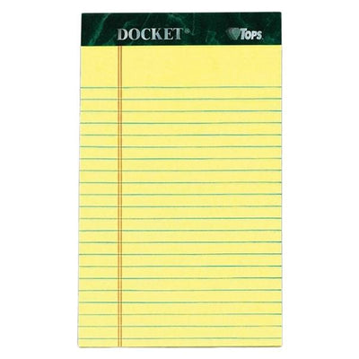 Tops Business Forms Tops Docket Perforated Legal Ruled Pad 5 in x 8 in 50 Shts Canary 8/Package - 272121