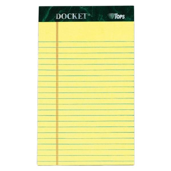 Tops Business Forms Tops Docket Perforated Legal Ruled Pad 5 in x 8 in 50 Shts Canary 8/Package - 272121