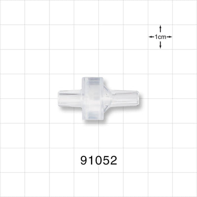 High-Flow Check Valve, Tubing Port Inlet, Tubing Port Outlet - Fits 1/8 inch OD Tubing (0.125 inch, 3.18 mm); 0.029 psi CP - 91052