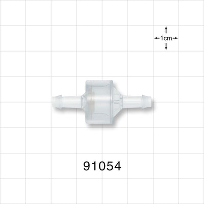 High-Flow Check Valve, Barbed - Fits 3/16 inch ID Tubing (0.188 inch, 4.76 mm); 0.055 psi CP - 91054