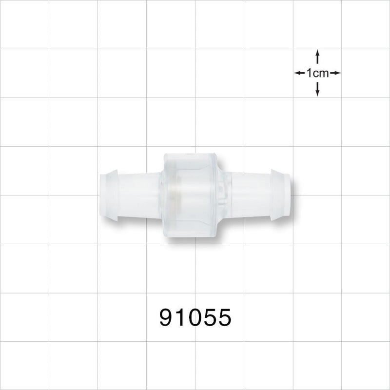 High-Flow Check Valve, Barbed - Fits 3/8 inch ID Tubing (0.375 inch, 9.53 mm); 0.0718 psi CP - 91055