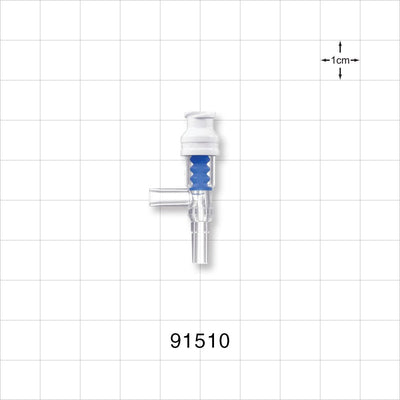SmartSite™ Needle-Free Valve T Connector, Female Luer Lock, Male Luer Slip - 0.096 inch - 0.089 inch ID (2.44 mm - 2.26 mm) - 91510