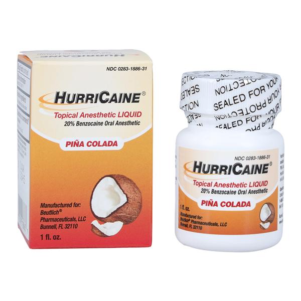 Beutlich Inc HurriCaine Topical Anesthetic Liquid Pina Colada 20% Benzocaine 1 oz Jar 1oz/Jar, 12 JR/CA - BEU 0283-1886-31