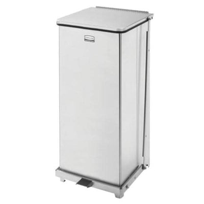 Newell Brands Dist. LLC Can Trash Step-On Pedal Flat Lid Fire Resistant/Restraint Mechanism Self-Closing w/ Rigid Plastic Liner Each - FGST24SSPL