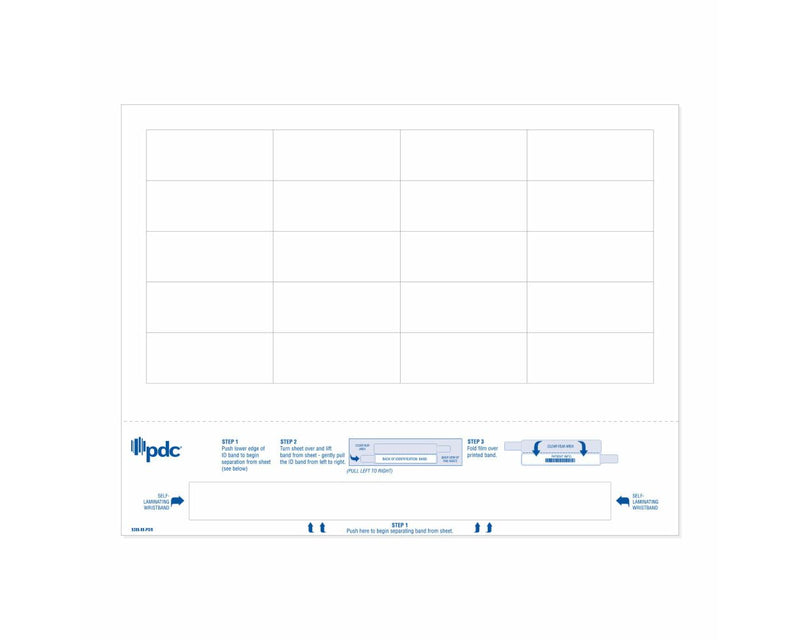 PDC Datamate® Laser Wristband Paper Laminate Fold-Over, Tamper Evident 2 1/2x1 Adult White - 4 Pks of 250 per Case | 9200-00-PDR