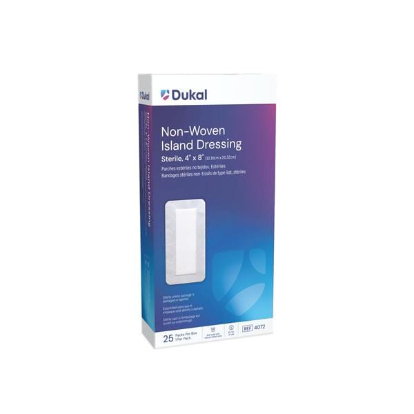 Dukal LLC Caliber Cotton Island Dressing 4x8" Sterile Adhesive Absorbent LF, 4 BX/CA - 4072