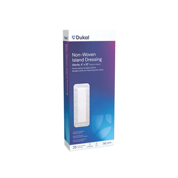 Dukal LLC Caliber Cotton Island Dressing 4x10" Sterile Adhesive Absorbent LF, 4 BX/CA - 4073