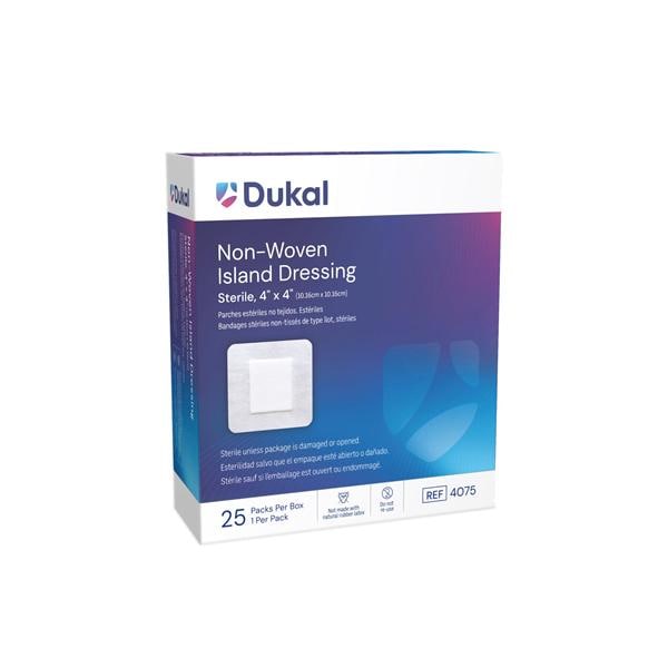 Dukal LLC Caliber Cotton Island Dressing 4x4" Sterile Adhesive Absorbent LF, 8 BX/CA - 4075