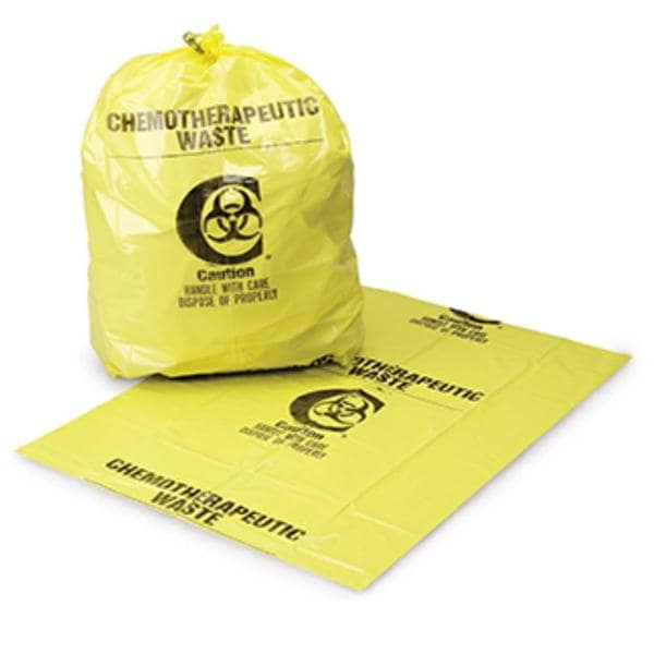 Medegen Medical Products, LLC -Biohazard Bag 2mil 25x34" Yellow/Black Flat Seal Plastic Symbol Non-Sterile Flat Pack 25/Pack 10 Packs For Chemotherapy Waste Disposal 250/Case MAI9230