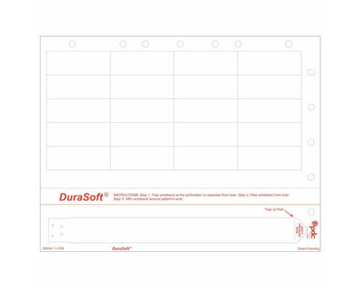 PDC Durasoft® Laser Wristband/Label with Holes, Tamper Evident, Paper, 2 1/2"x1", Adult, White, 20 Labels per Sheet, 4 Pks of 250 Sheets per Case | 9505W-11-PDR
