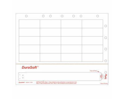 PDC Durasoft® Laser Wristband/Label with Holes, Tamper Evident, Paper, 2 1/2"x1", Adult, White, 20 Labels per Sheet, 4 Pks of 250 Sheets per Case | 9508W-11-PDR