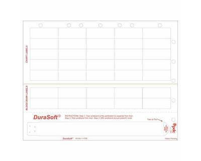 PDC Durasoft® Laser Wristband/Label with Holes, Tamper Evident, Paper, 2"x3/4", Adult/Pedi, White, 35 Labels per Sheet, 4 Pks of 250 Sheets per Case |  9519W-11-PDR