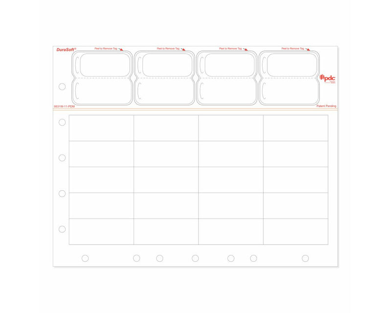 PDC Durasoft® Tendercare® Laser Label with Holes, Tamper Evident, White, 16 Labels per Sheet, 2 Packs of 250 Sheets per Case | 9531W-11-PDM