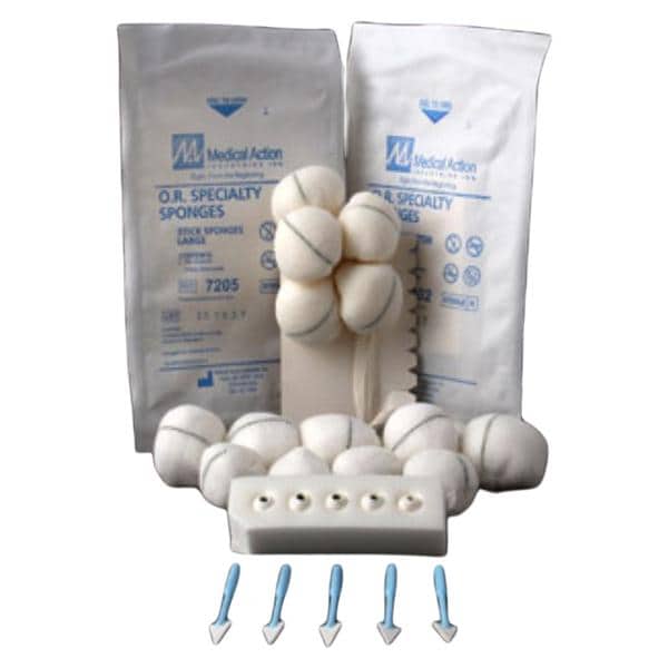 Medical Action Industries Cotton Toil Sponge 1" Sterile Medium X-Ray Detectable - 7201