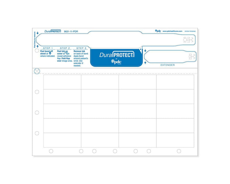 PDC Duraprotect® Laser Patient ID Wristband, Adult, 20 labels/sheet, White | 9631-11-PDR