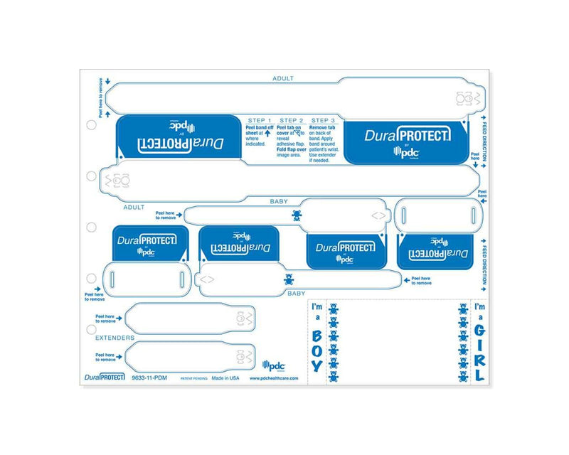 PDC DuraProtect® Laser Mother-Father-Baby Patient ID Wristband Set, White |  9633-11-PDM