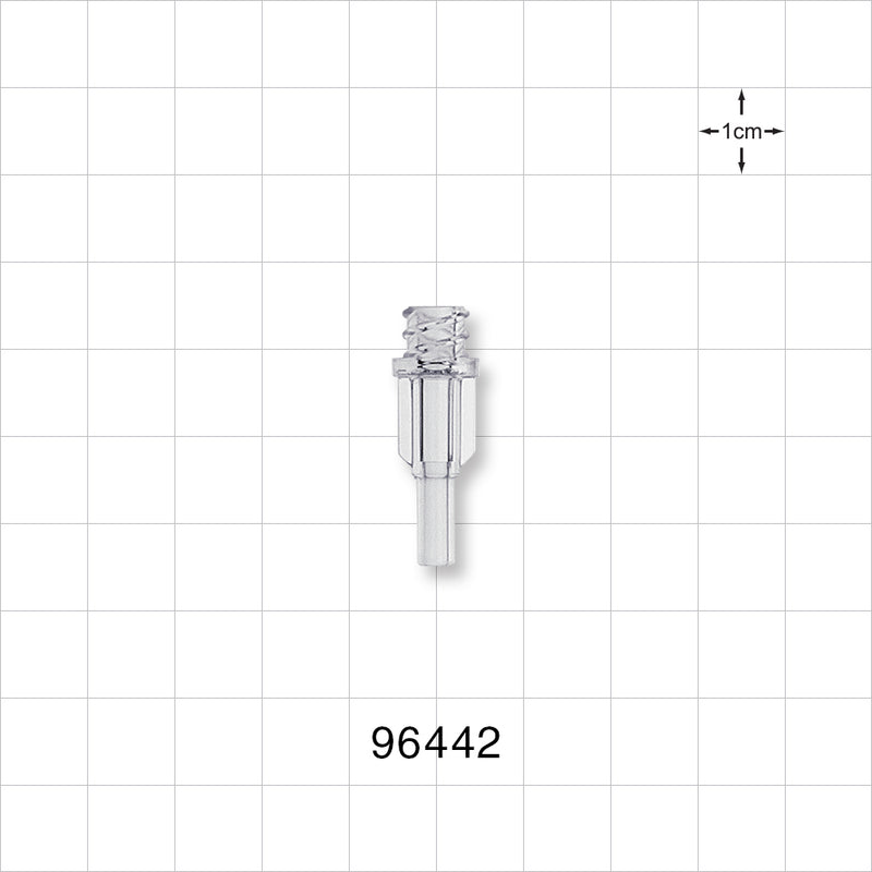 Female Luer Lock, Tubing Port, Clear - 0.106 inch - 0.1 inch ID/0.173 inch - 0.169 inch OD (2.69 mm - 2.54 mm/4.39 mm - 4.29 mm) - 96442