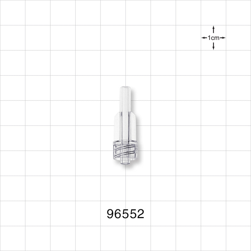 Male Luer Lock, Tubing Port, Clear - 0.106 inch ID/0.169 inch - 0.181 inch OD (2.69 mm/4.29 mm - 4.6 mm) - 96552