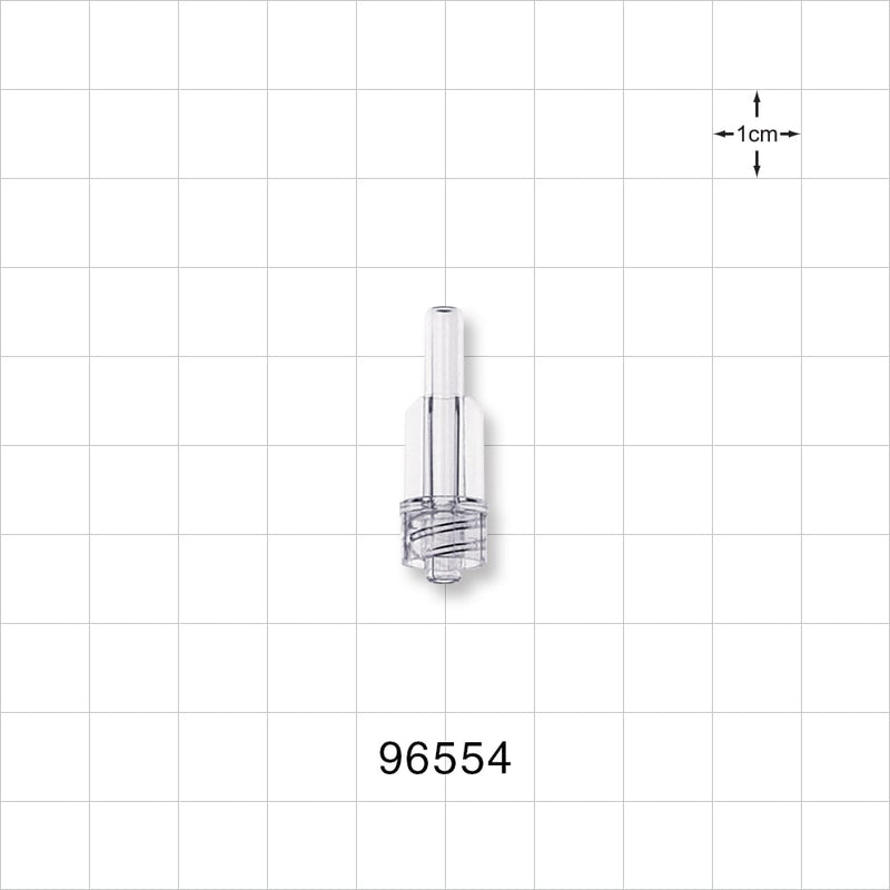 Male Luer Lock, Tubing Port, Clear - 0.106 inch ID/0.169 inch - 0.181 inch OD (2.69 mm/4.29 mm - 4.6 mm) - 96554