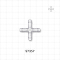 Cross Connector, Barbed - Fits 3/16 inch ID Tubing (0.188 inch, 4.76 mm) - 97357