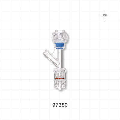 Hemostasis Valve Y Connector, Rotating Male Luer Lock, Female Luer Lock Sideport - 0 FR - 9 FR (0 inch - 0.118 inch, 0 mm - 3 mm); Up to 11 G - 97380