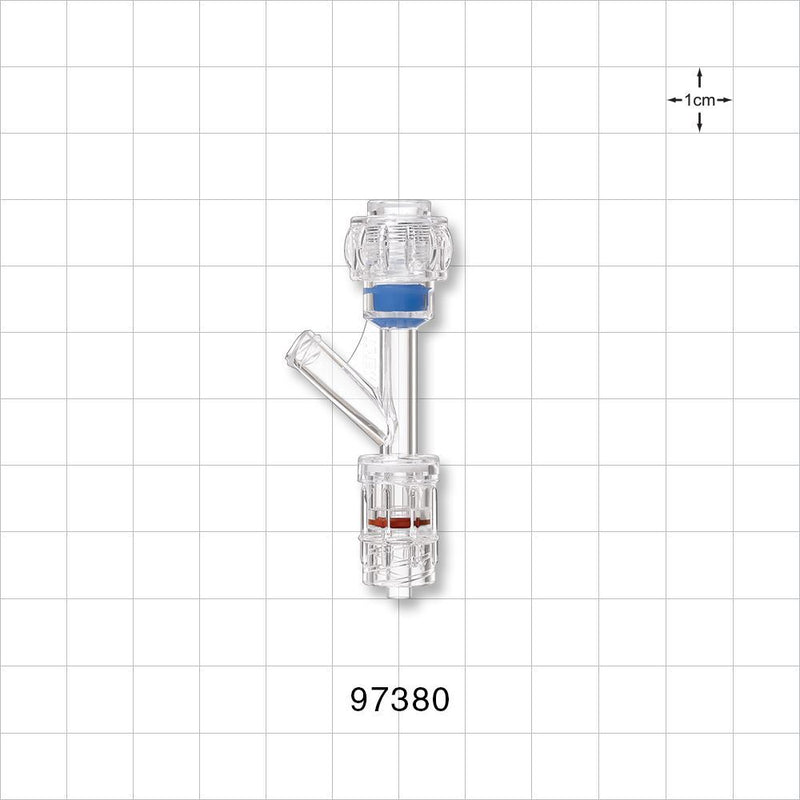Hemostasis Valve Y Connector, Rotating Male Luer Lock, Female Luer Lock Sideport - 0 FR - 9 FR (0 inch - 0.118 inch, 0 mm - 3 mm); Up to 11 G - 97380