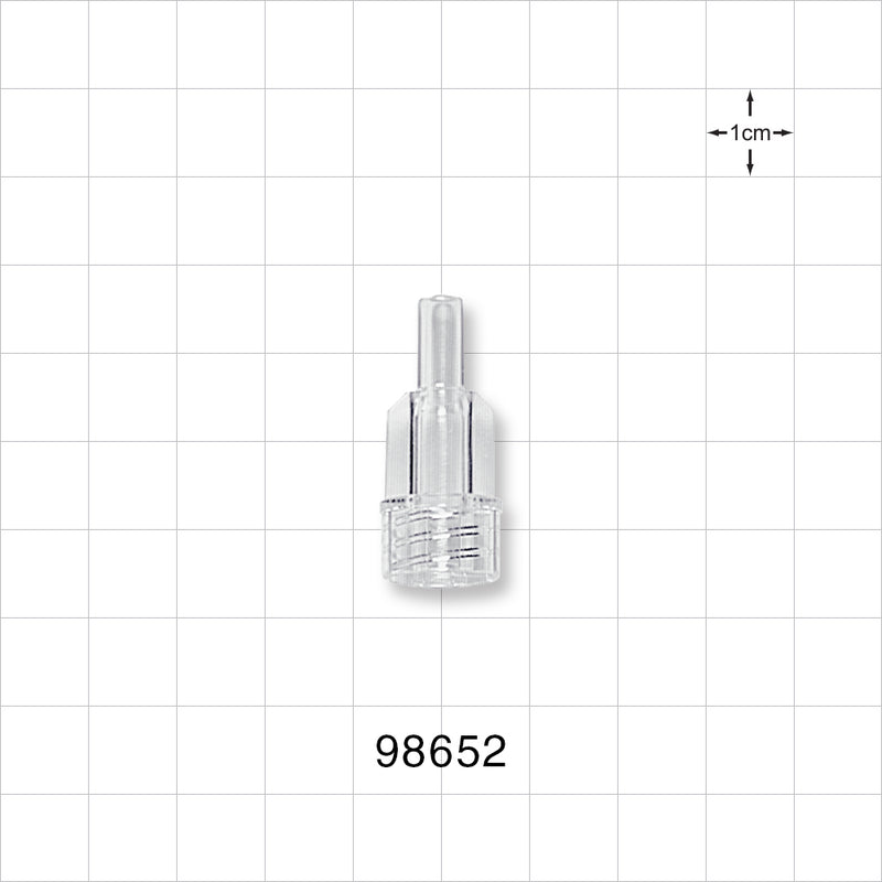 Large Bore Male Connector, Clear - 0.208 inch OD (5.3 mm) OD; 0.146 inch Thru Hole (3.7 mm) - 98652