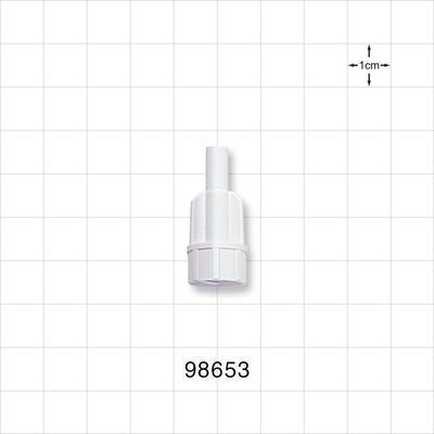 Large Bore Male Connector, White - 0.208 inch OD (5.3 mm) OD; 0.146 inch Thru Hole (3.7 mm) - 98653