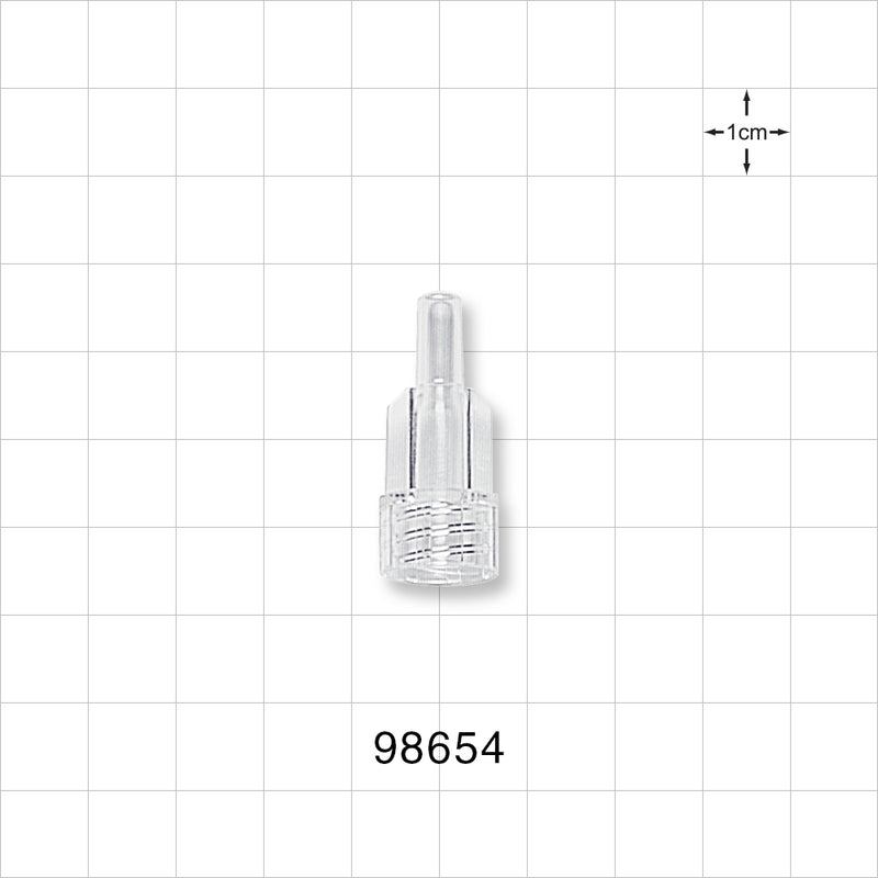 Large Bore Male Connector, Clear - 0.208 inch OD (5.3 mm) OD; 0.146 inch Thru Hole (3.7 mm) - 98654