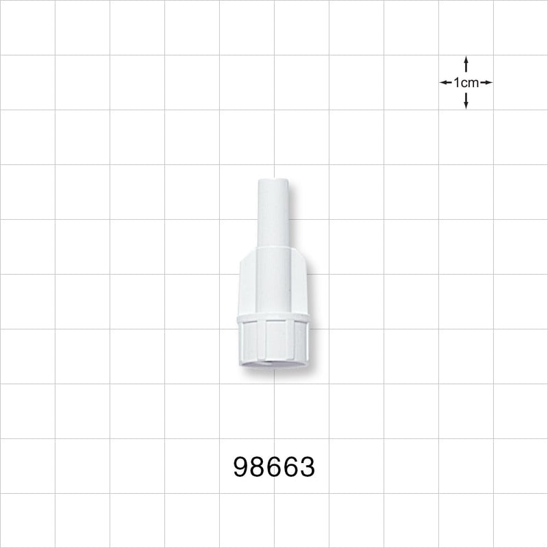 Large-Bore Male Connector, White - 0.236 inch OD (6 mm); 0.181 inch Thru Hole (4.6 mm) - 98663