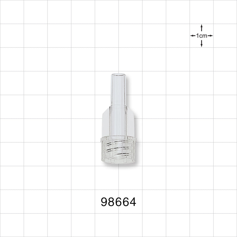 Large Bore Male Connector, Clear - 0.236 inch OD (6 mm); 0.181 inch Thru Hole (4.6 mm) - 98664