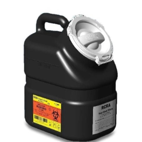 Becton-Dickinson -RCRA Hazardous Waste Container 3gal Black 12x10.5x7.5" Hinge Lid Plastic Non-Sterile Each, 12 EA/CA 305066