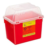 Becton-Dickinson -Sharps Container 2gal Red/Clear 6-8/10x11-3/10x10-3/10" Hinge Lid/Petals Plastic Nestable Non-Sterile Reusable 8Qt, 24 EA/CA 305344