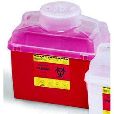 Becton-Dickinson -Sharps Container 14qt Red 8-8/10x12-8/10x11-1/2" Hinge Lid Plastic Nestable Non-Sterile Reusable 20/Case 305456