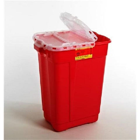Becton-Dickinson -Sharps Container 17gal Red/Clear 14-3/4x20x23-1/2" Hinge Lid Plastic X-Large Double-Wall Handles Non-Sterile Each, 5 EA/CA 305610