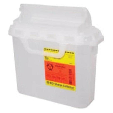 Becton-Dickinson -Sharps Container 5.4qt Clear 4-8/10x12x12" Horizontal Counterbalanced Door Lid Plastic Non-Sterile Each, 12 EA/CA 305427