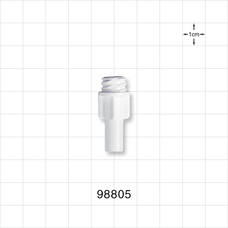 Large-Bore Female Connector, White - 0.315 inch OD (8 mm); 0.236 inch Thru Hole (6 mm) - 98805
