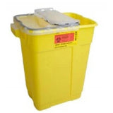 Becton-Dickinson -Chemotherapy Container 17gal Translucent Yellow 14-3/4x20x23-1/2" Gasket Hinged Lid Plastic X-Large Absorbent Pads Built-In Handles Vertical Entry 5/Case 305614